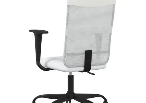 Scaun birou reglabil în înălțime, alb, piele artificială/plasă - 5/5