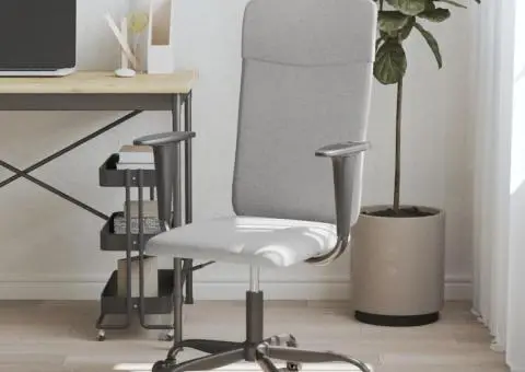 Scaun de birou reglabil în înălțime, gri deschis, textil - 1/5