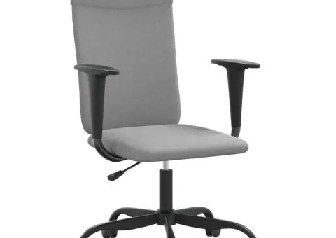 Scaun de birou reglabil în înălțime, gri deschis, textil - 2/5