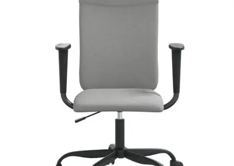 Scaun de birou reglabil în înălțime, gri deschis, textil - 3/5