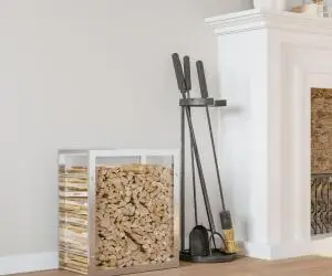 vidaXL Suport pentru lemne de foc, 50x28x56 cm, oțel inoxidabil