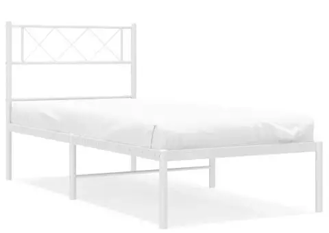 Cadru de pat metalic cu tăblie, alb, 100x190 cm - 2/5