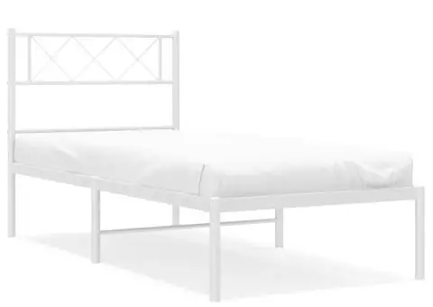 Cadru de pat din metal cu tăblie, alb, 107x203 cm - 2/5