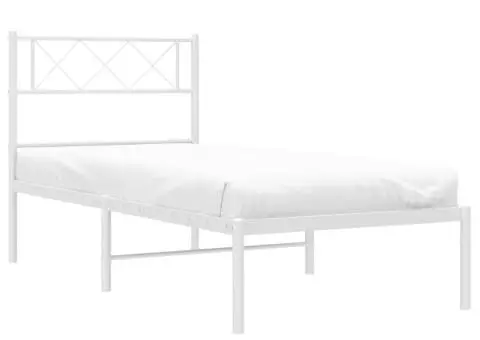 Cadru de pat din metal cu tăblie, alb, 107x203 cm - 3/5