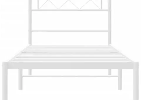 Cadru de pat metalic cu tăblie, alb, 80x200 cm - 5/5