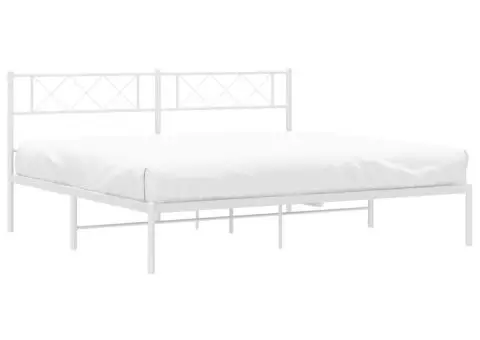 Cadru de pat metalic cu tăblie, alb, 160x200 cm - 3/5