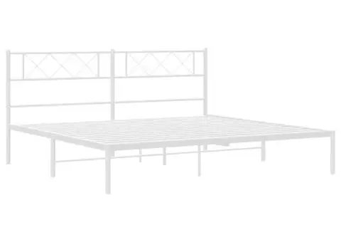 Cadru de pat metalic cu tăblie, alb, 160x200 cm - 4/5