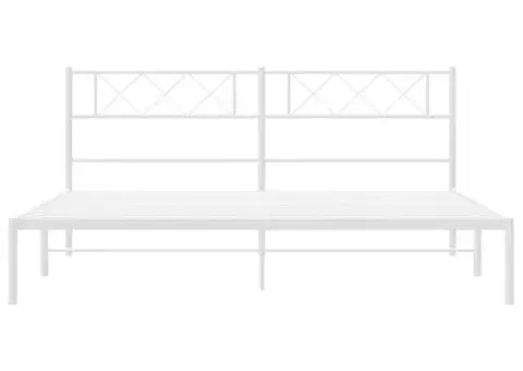 Cadru de pat metalic cu tăblie, alb, 160x200 cm - 5/5