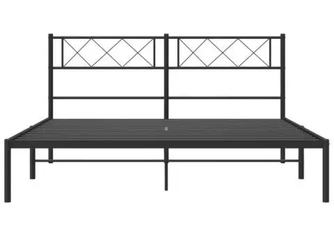 Cadru de pat metalic cu tăblie, negru, 140x200 cm - 4/5