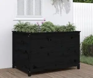 vidaXL Strat înălțat de grădină negru 119,5x82,5x78 cm lemn masiv pin