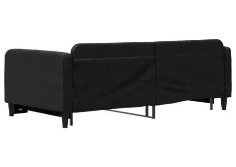 Pat de zi cu extensie, negru, 100x200 cm, textil - 5/5