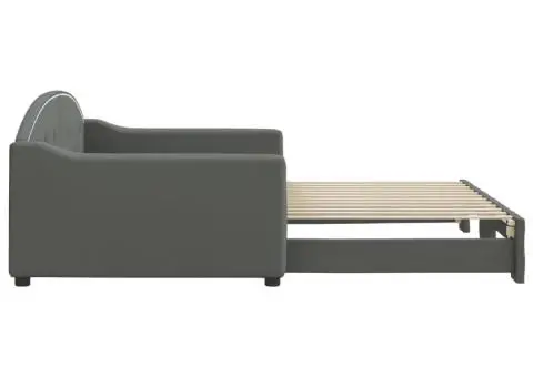 Pat de zi cu extensie, gri închis, 100x200 cm, textil - 4/5