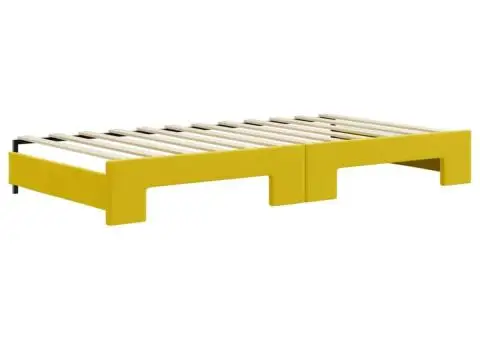 Pat de zi cu extensie și saltea, galben, 100x200 cm, catifea - 5/5