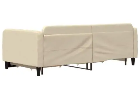 Pat de zi cu extensie și sertare, crem, 100x200 cm, textil - 5/5