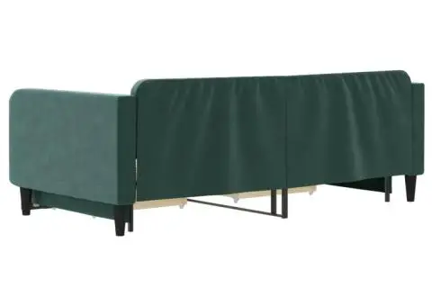 Pat de zi cu extensie și sertare verde închis 100x200cm catifea - 5/5