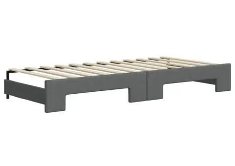 Pat de zi cu extensie și saltele, gri închis, 100x200 cm textil - 5/5