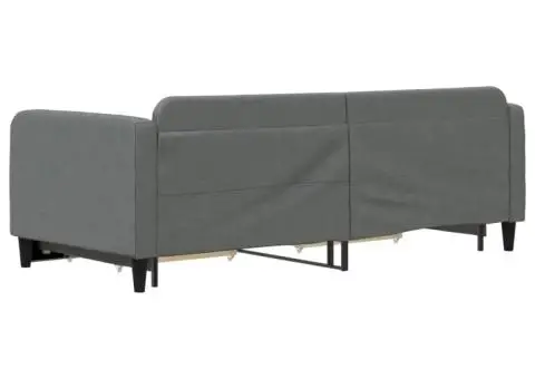 Pat de zi cu extensie și sertare, gri închis, 90x190cm, textil - 5/5
