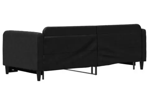 Pat de zi cu extensie, negru, 90x190 cm, textil - 5/5