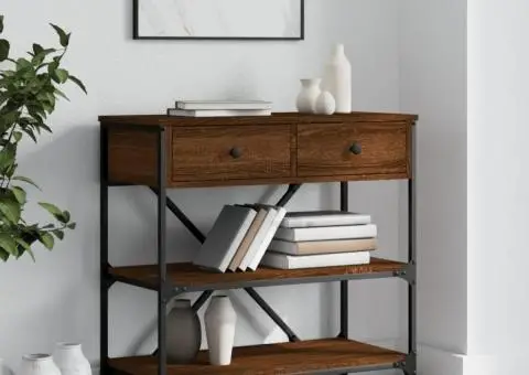 Masă consolă, stejar maro, 75x34,5x75 cm, lemn prelucrat - 1/5