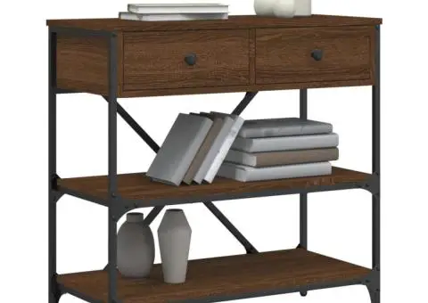 Masă consolă, stejar maro, 75x34,5x75 cm, lemn prelucrat - 3/5