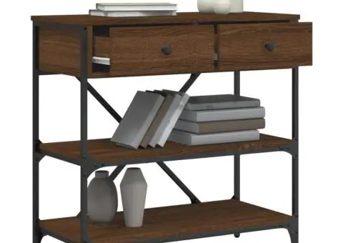 Masă consolă, stejar maro, 75x34,5x75 cm, lemn prelucrat - 4/5