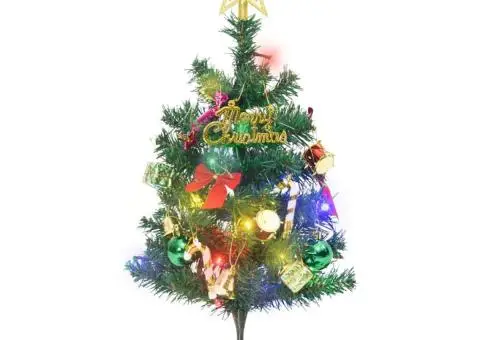 Mini brad artificial pre-iluminat cu 30 LED-uri, verde, 60 cm - 4/5