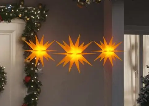 Lumini de Crăciun cu LED-uri, 3 buc., galben, pliabil - 1/5