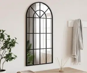 vidaXL Oglindă de perete, negru, 40x80 cm, arcuită, fier