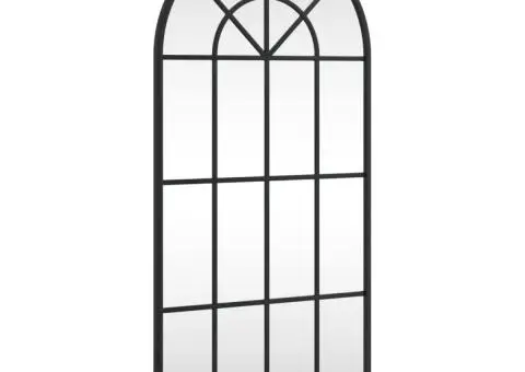 Oglindă de perete, negru, 40x80 cm, arcuită, fier - 2/5