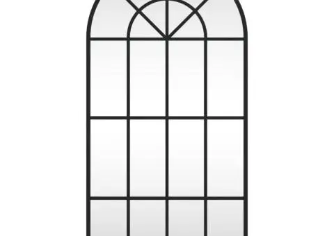 Oglindă de perete, negru, 40x80 cm, arcuită, fier - 3/5