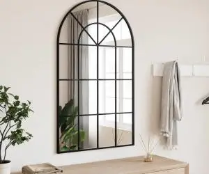 vidaXL Oglindă de perete, negru, 60x100 cm, arcuită, fier