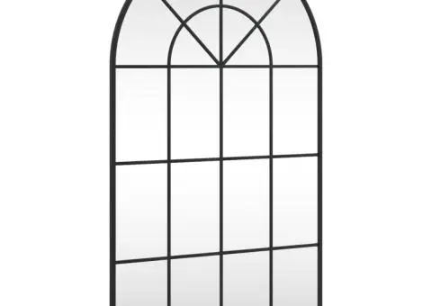 Oglindă de perete, negru, 60x100 cm, arcuită, fier - 2/5