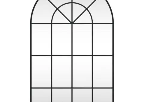 Oglindă de perete, negru, 60x100 cm, arcuită, fier - 3/5