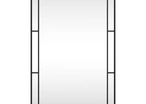 Oglindă de perete, negru, 60x100 cm, dreptunghiulară, fier - 3/5