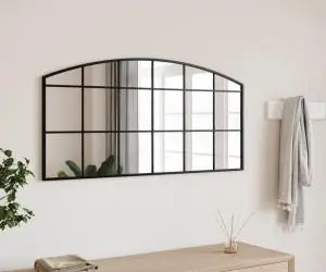 vidaXL Oglindă de perete, negru, 100x50 cm, arcuită, fier