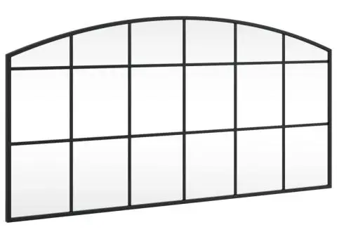Oglindă de perete, negru, 100x50 cm, arcuită, fier - 2/5