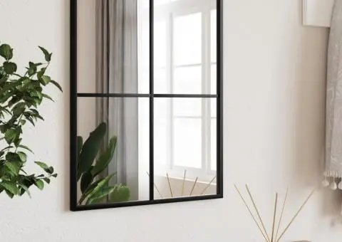 Oglindă de perete, negru, 40x50 cm, dreptunghiulară, fier - 1/5