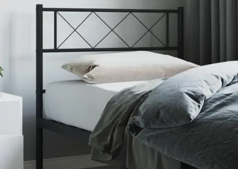 Tăblie de pat metalică, negru, 75 cm - 1/5