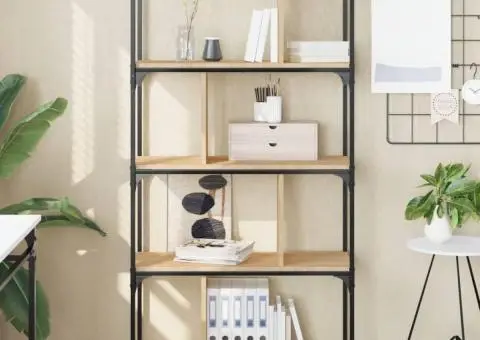 Bibliotecă cu 5 niveluri, stejar sonoma, 76x32x158 cm, lemn - 1/5