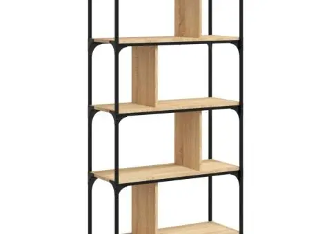 Bibliotecă cu 5 niveluri, stejar sonoma, 76x32x158 cm, lemn - 2/5