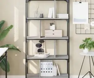 vidaXL Bibliotecă cu 5 niveluri gri sonoma 76x32x158 cm lemn compozit