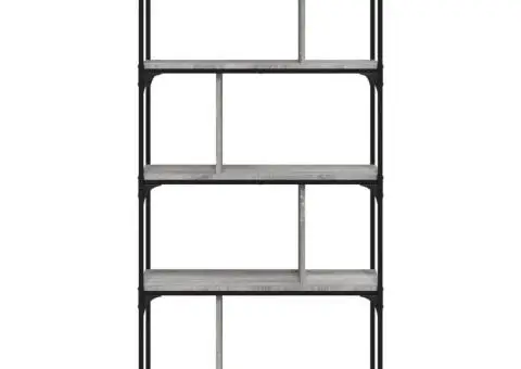 Bibliotecă cu 5 niveluri gri sonoma 76x32x158 cm lemn compozit - 4/5