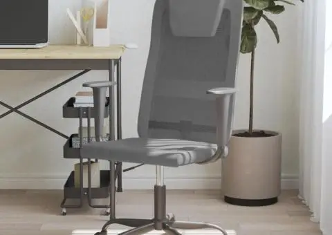 Scaun birou reglabil în înălțime, gri, piele artificială/plasă - 1/5