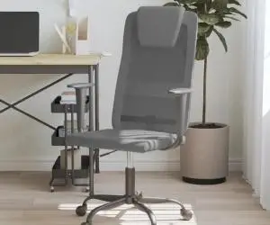 vidaXL Scaun birou reglabil în înălțime, gri, piele artificială/plasă