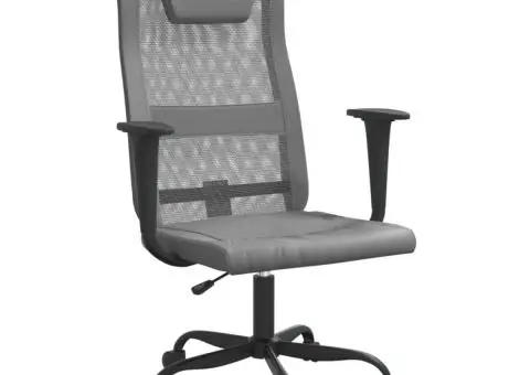 Scaun birou reglabil în înălțime, gri, piele artificială/plasă - 2/5