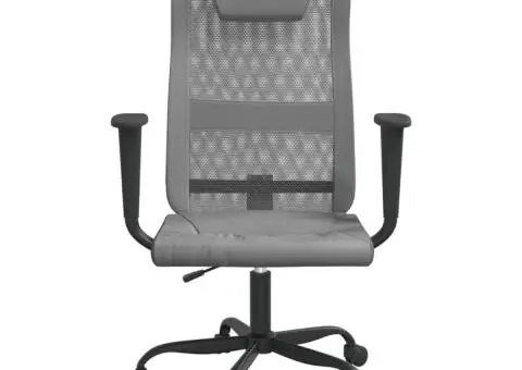 Scaun birou reglabil în înălțime, gri, piele artificială/plasă - 3/5