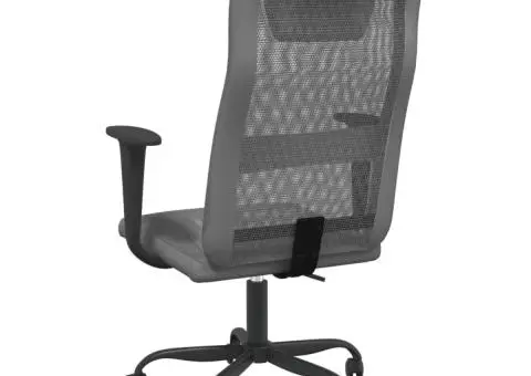 Scaun birou reglabil în înălțime, gri, piele artificială/plasă - 5/5