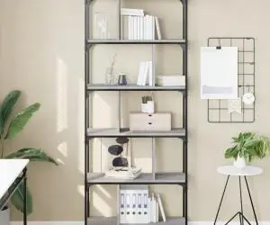 vidaXL Bibliotecă cu 6 niveluri gri sonoma 76x32x192 cm lemn compozit