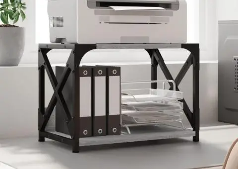 Suport imprimantă 2 niveluri gri sonoma 44x26x31,5 cm lemn - 1/5