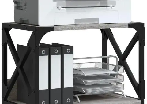 Suport imprimantă 2 niveluri gri sonoma 44x26x31,5 cm lemn - 3/5
